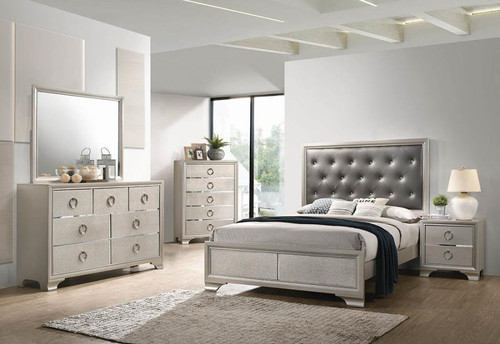 Salford 5 Piece Queen Bedroom Set Pearl Silver