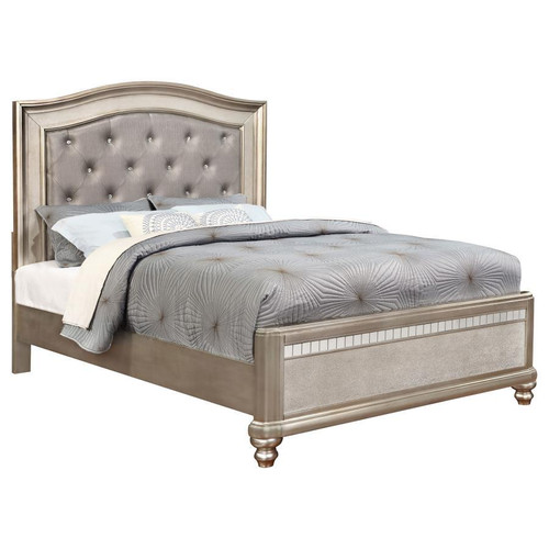 Bling Game California King Bed 65.25" Wood Pearl Silver