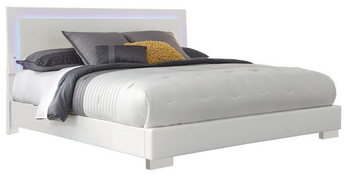 Felicity Eastern King Led Bed White Wood