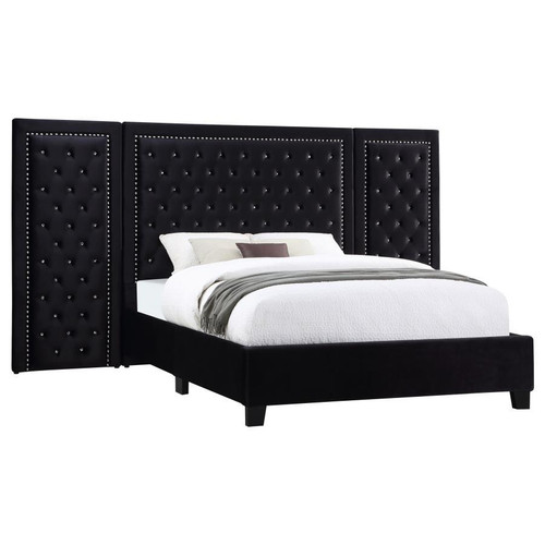 Hailey Eastern King Bed And Wing Panel Set Black