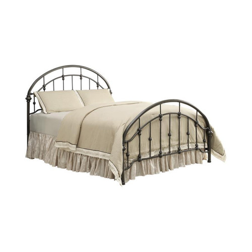 Metal Bed with Scroll Headboard, Dark Bronze - King