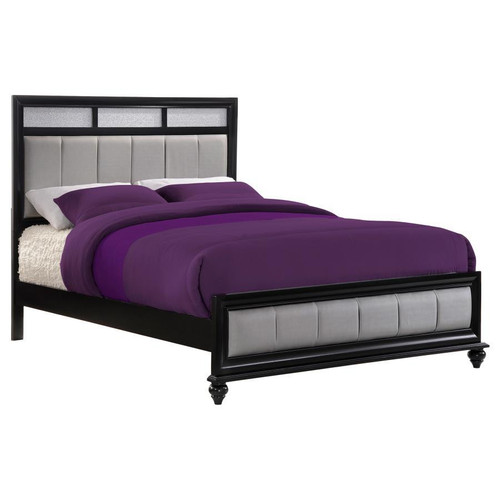 Barzini Queen Bed Pearl Silver And Black