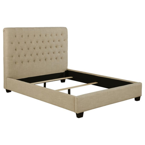 Chloe Upholstered Bed Queen Beige