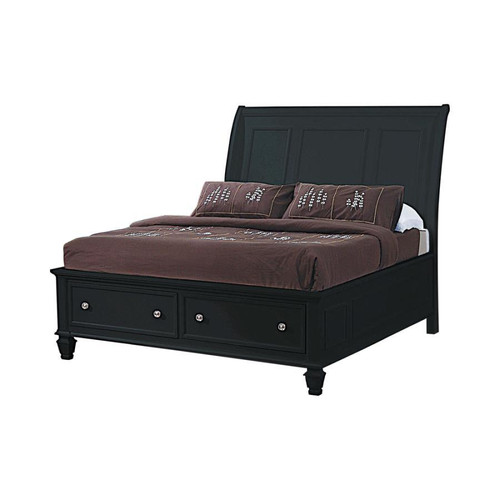 Sandy Beach Queen Bed Black Wood