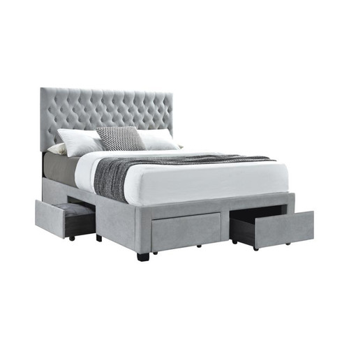 Soledad Upholstered Storage Bed Queen Light Gray