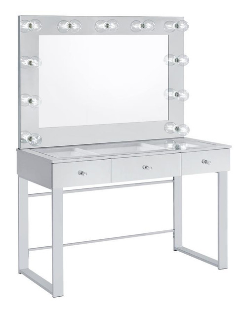 Umbridge 3-Drawer Vanity With Lighting Pearl Silver