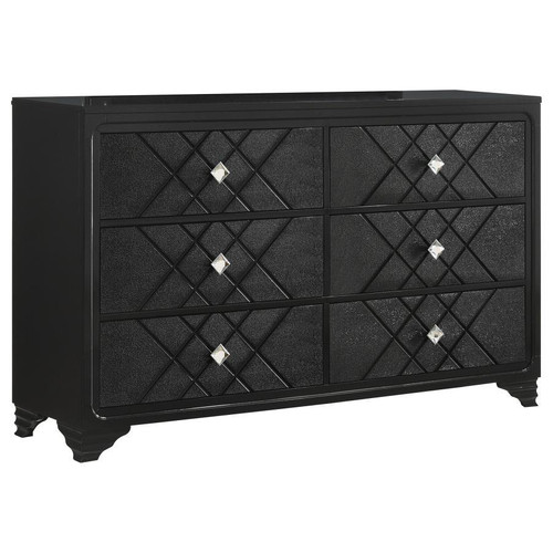 Penelope 6-Drawer Dresser Black