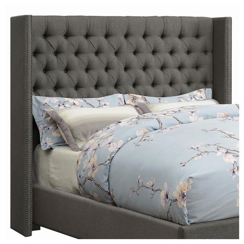 Bancroft Upholstered Bed Upholstered Headboard Eastern King Dark Gray