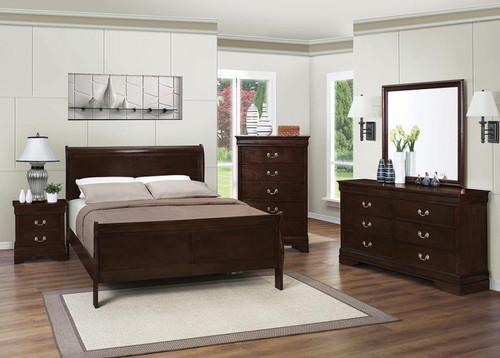 Louis Philippe Full Bed 5 Piece Set Brown