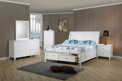 Selena Full Storage Bed 5 Piece Set White