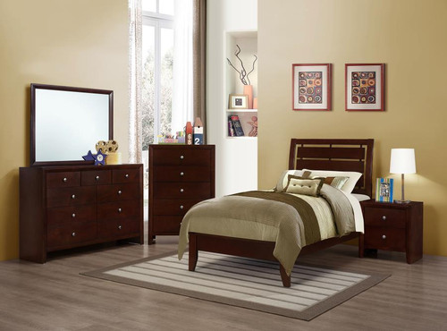Serenity Twin Bed 4 Piece Set Brown