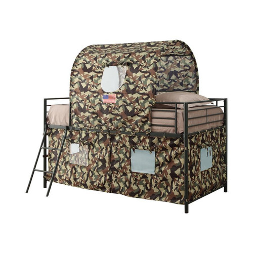 Camouflage Tent Loft Bed With Ladder Brown
