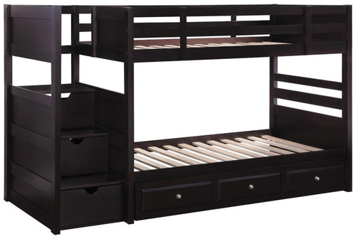 Elliott Twin over Twin Stairway Bunk Bed Brown