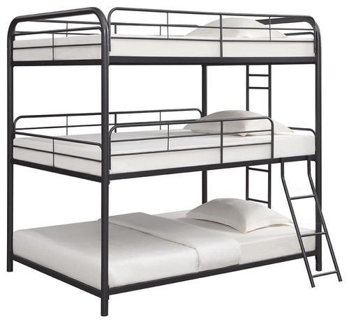 Garner Triple Triple Full Bunk Bed With Ladder Gray