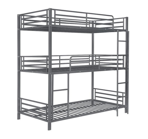 Maynard Metal Triple Twin Bunk Bed Gray