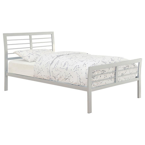 Cooper Metal Bed Full Bed Pearl Silver