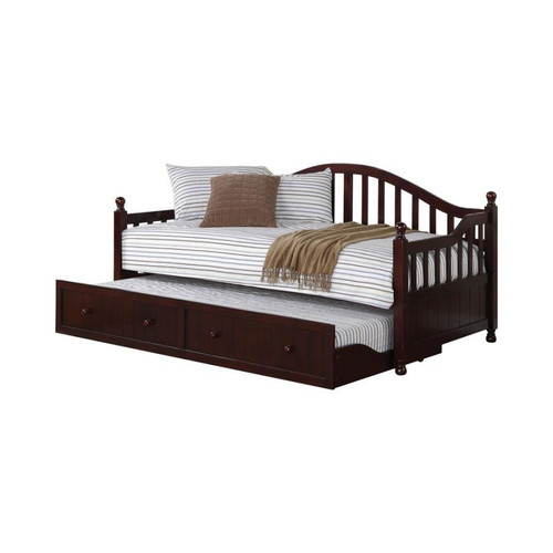 Julie Ann Arched Back Twin Day Bed With Trundle Brown