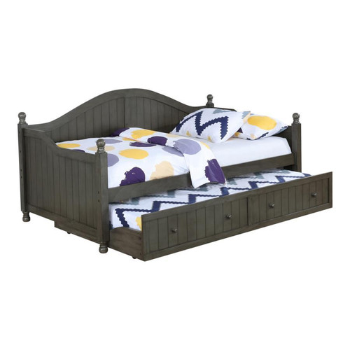 Julie Ann Twin Day Bed With Trundle Gray