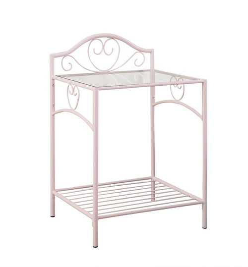 Massi 1-Shelf Nightstand With Glass Top Pink