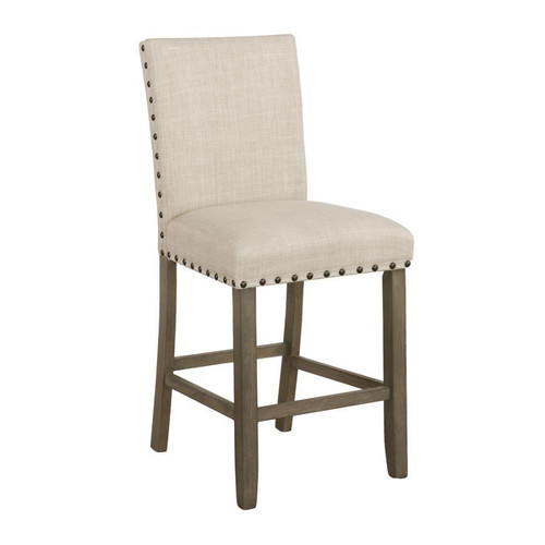 Ralland Upholstered Counter Height Stools With Nailhead Trim (Set of 2) Beige