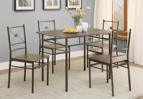 Anna 5 Piece Dining Set Dark Brown Metal