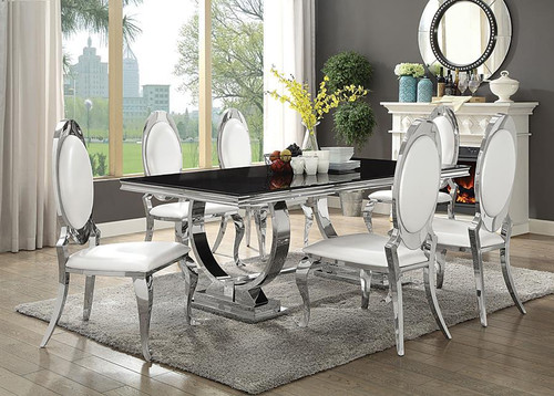 Antoine 5 Piece Set (Dining Table And 4 Side Chairs) Pearl Silver