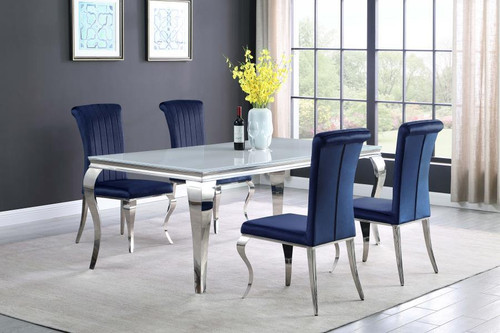 Carone 5 Piece Dining Room Set Blue Steel