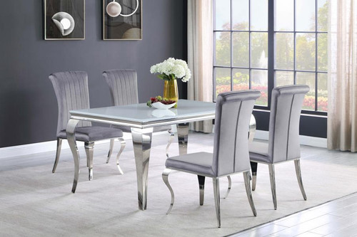 Carone 5 Piece Dining Room Set Pearl Silver