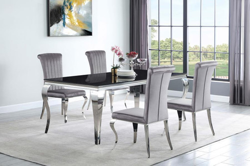 Carone 5 Piece Dining Room Set Pearl Silver Glass