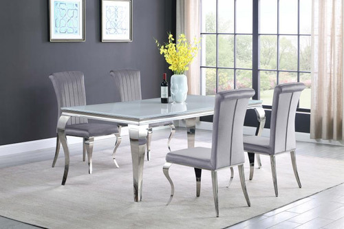 Carone 5 Piece Dining Room Set Pearl Silver Steel