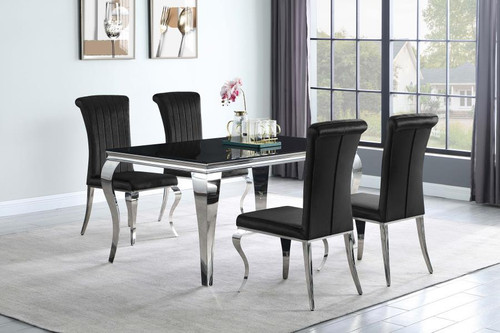 Carone 5 Piece Set (Dining Table And 4 Side Chairs) Black