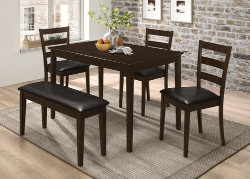 Guillen 5 Piece Dining Set With Bench Brown