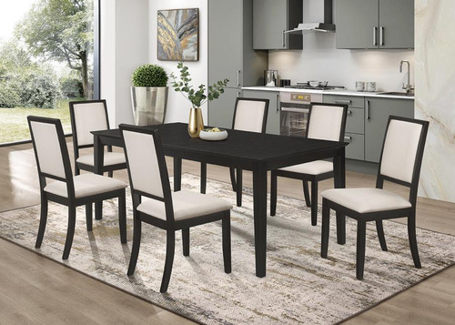 Louise Dining Table 7 Piece Set Black