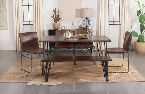 Topeka Dining Table 6 Piece Set Brown