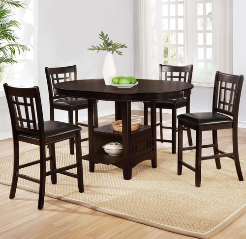 Lavon 5 Piece Set (Table And 4 Stools) Black And Brown