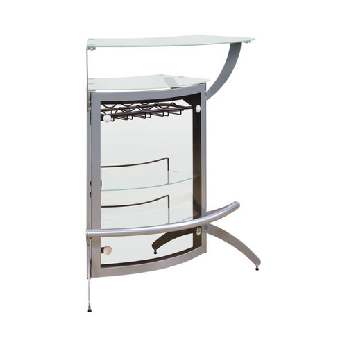 Dallas 2-Shelf Bar Unit Pearl Silver And Frosted Glass