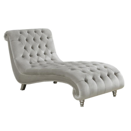 Lydia Tufted Cushion Chaise Silver