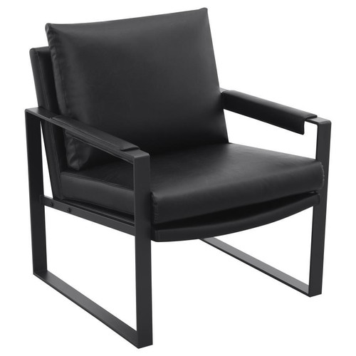 Accent Chair Black Faux Leather