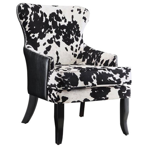 Trea Cowhide Print Accent Chair Black
