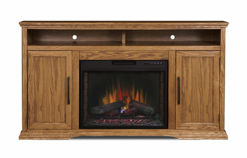 Golden oak tv stand shop with fireplace