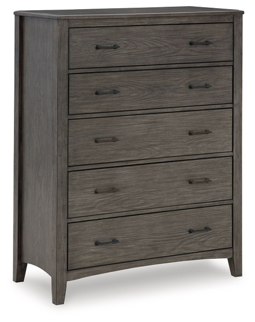 Montillan Grayish Brown Five Drawer Chest