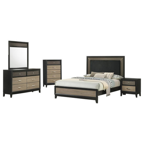 Valencia Eastern King Bed 5 Piece Set Light Brown And Black
