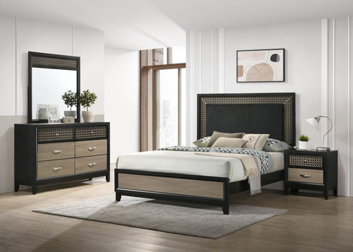 Valencia Eastern King Bed 4 Piece Set Light Brown And Black