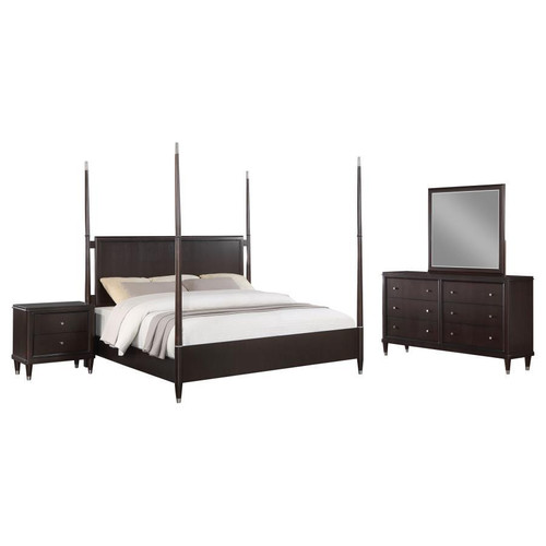 Emberlyn 4 Piece Eastern King Four Poster Bedroom Set Brown