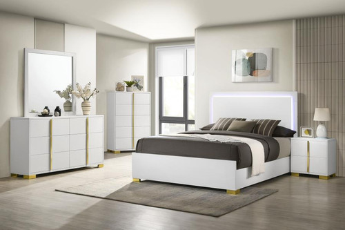 Marceline Queen Bed 5 Piece Set White