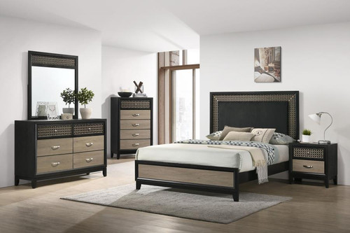 Valencia Queen Bed 5 Piece Set Light Brown And Black