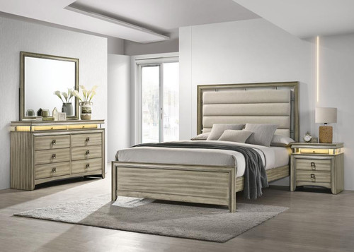 Giselle 4 Piece Queen Panel Bedroom Set Rustic Beige