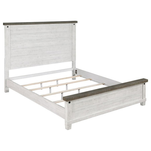 Lilith Eastern King Panel Bed Distressed Gray And White