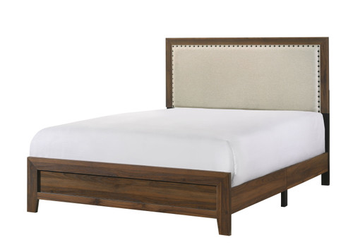 Millie King Upholstery Bed One Box Brown Cherry