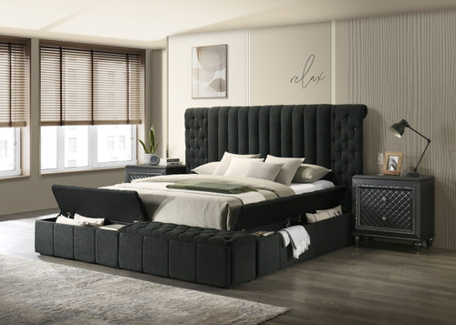 Danbury King Bed With Storage Charcoal